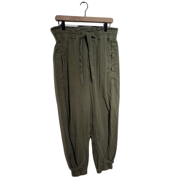 Sea New York, Size 10, Layla canvas Pants Elastic Waist Self Tie Belt army - Picture 2 of 8